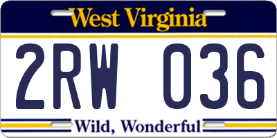 WV license plate 2RW036