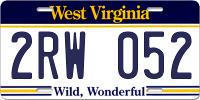 WV license plate 2RW052