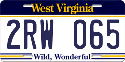 WV license plate 2RW065