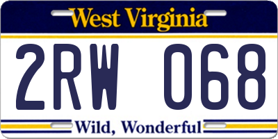 WV license plate 2RW068