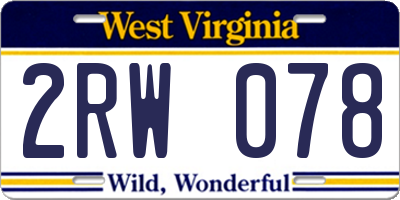 WV license plate 2RW078