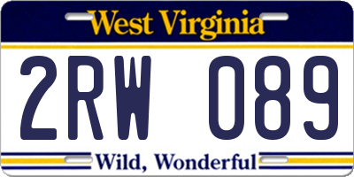 WV license plate 2RW089