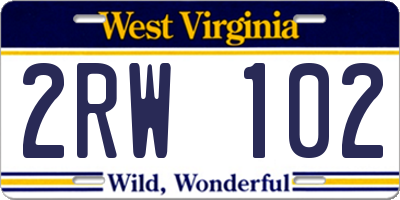 WV license plate 2RW102
