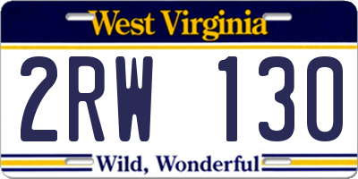 WV license plate 2RW130