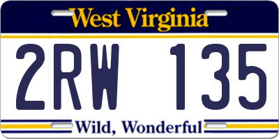 WV license plate 2RW135