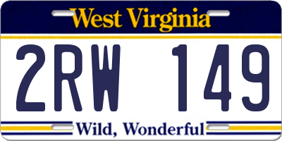WV license plate 2RW149