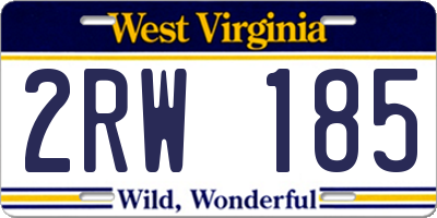 WV license plate 2RW185