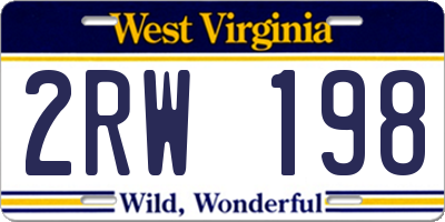 WV license plate 2RW198