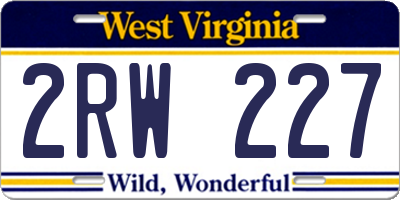 WV license plate 2RW227