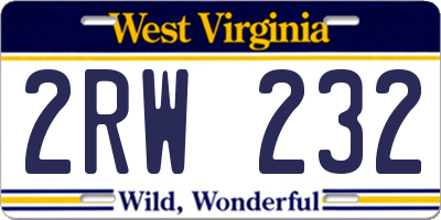 WV license plate 2RW232
