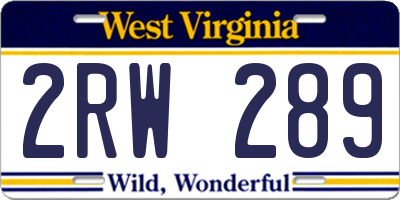 WV license plate 2RW289