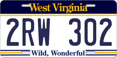 WV license plate 2RW302