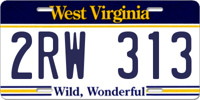 WV license plate 2RW313