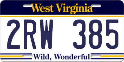WV license plate 2RW385
