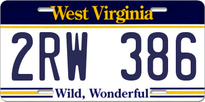 WV license plate 2RW386