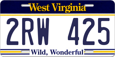 WV license plate 2RW425