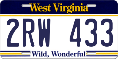WV license plate 2RW433