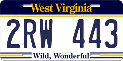 WV license plate 2RW443