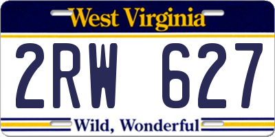 WV license plate 2RW627