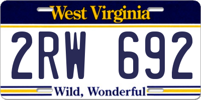 WV license plate 2RW692