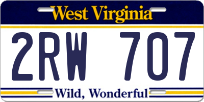 WV license plate 2RW707