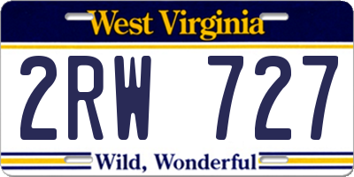 WV license plate 2RW727