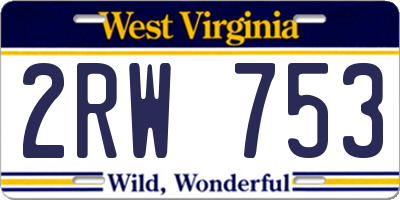 WV license plate 2RW753