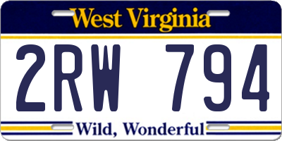 WV license plate 2RW794