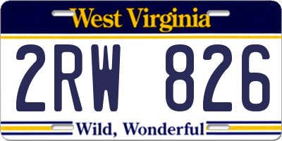 WV license plate 2RW826