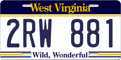 WV license plate 2RW881