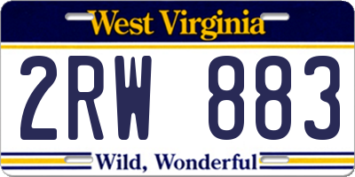 WV license plate 2RW883