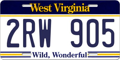 WV license plate 2RW905