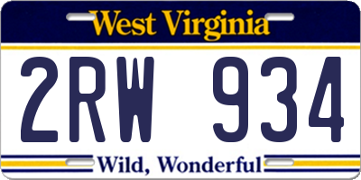 WV license plate 2RW934