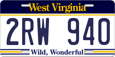 WV license plate 2RW940