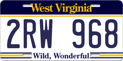 WV license plate 2RW968
