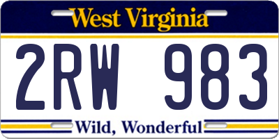WV license plate 2RW983