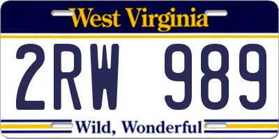 WV license plate 2RW989