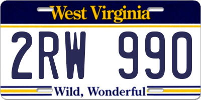 WV license plate 2RW990