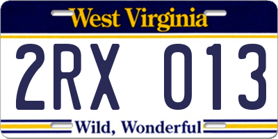 WV license plate 2RX013