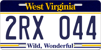 WV license plate 2RX044
