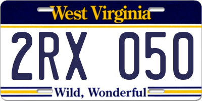 WV license plate 2RX050
