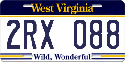 WV license plate 2RX088