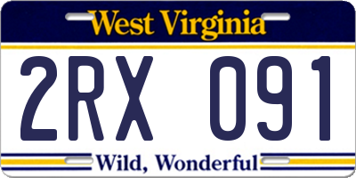 WV license plate 2RX091