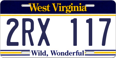 WV license plate 2RX117