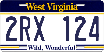 WV license plate 2RX124
