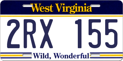WV license plate 2RX155