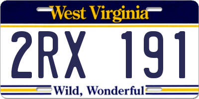 WV license plate 2RX191