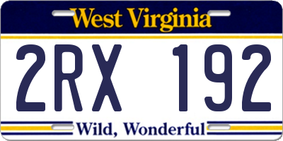 WV license plate 2RX192