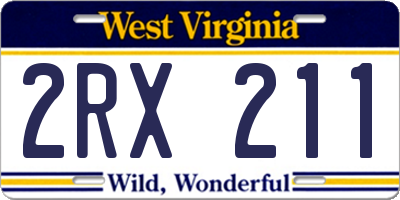 WV license plate 2RX211