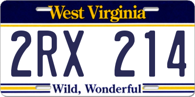 WV license plate 2RX214